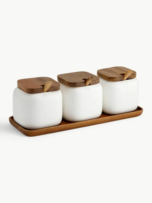Opbergpotten Essentials met dienblad, set van 4
