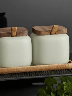 Opbergpotten Essentials met dienblad, set van 4