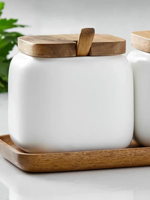 Opbergpotten Essentials met dienblad, set van 4