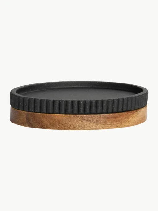 Ovaal zeepbakje Laura met houten decoratie