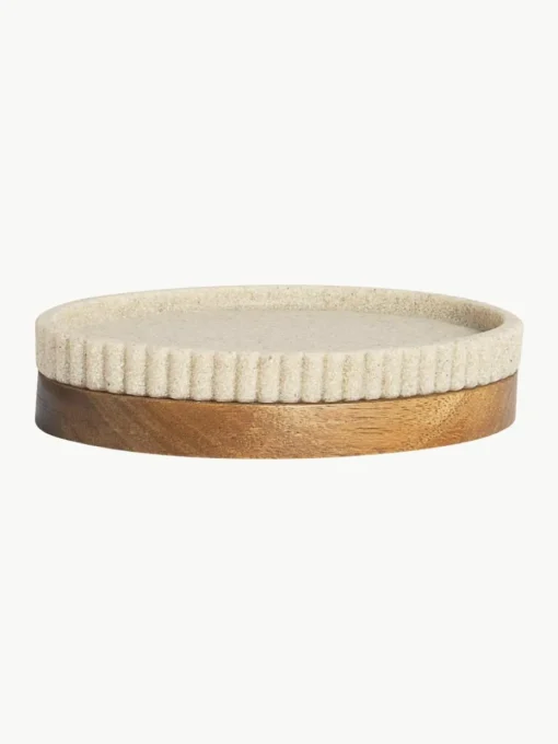 Ovaal zeepbakje Laura met houten decoratie