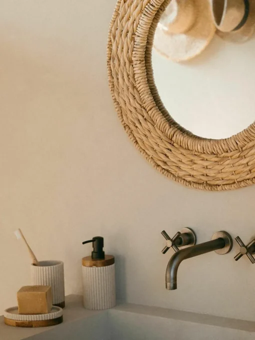 Ovaal zeepbakje Laura met houten decoratie