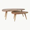 Ovale salontafel Sham van sheeshamhout, set van 2