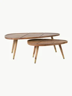 Ovale salontafel Sham van sheeshamhout, set van 2