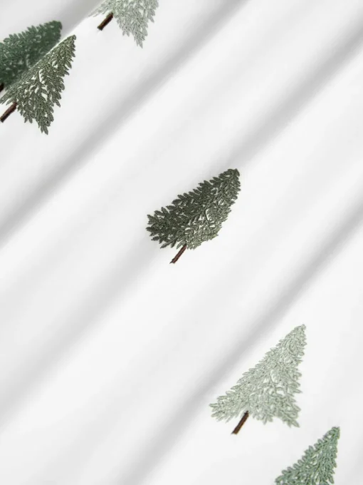 Perkal katoenen dekbedovertrek Darina met dennenbomen