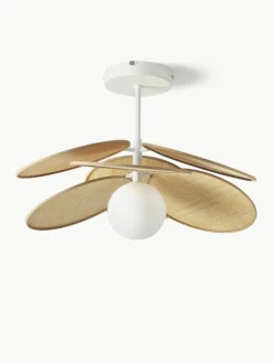 Plafondlamp Milani met decoratie uit natuurlijke vezels