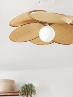 Plafondlamp Milani met decoratie uit natuurlijke vezels