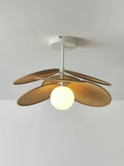 Plafondlamp Milani met decoratie uit natuurlijke vezels