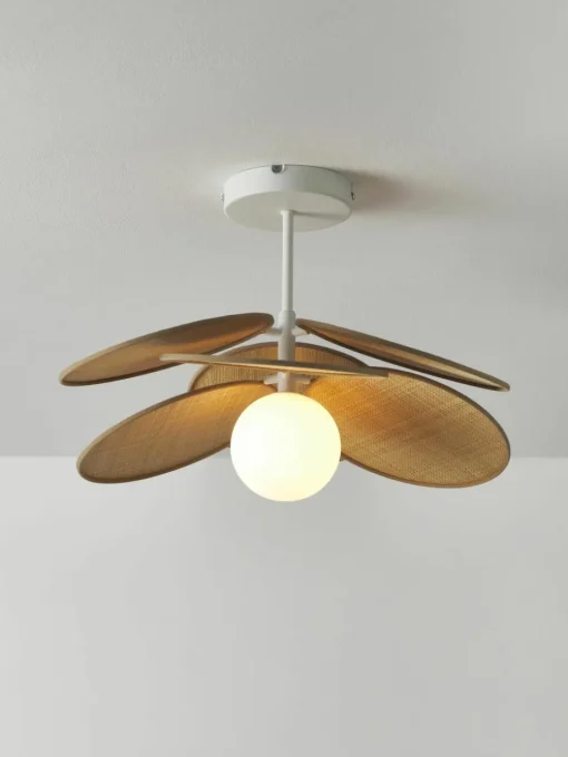 Plafondlamp Milani met decoratie uit natuurlijke vezels