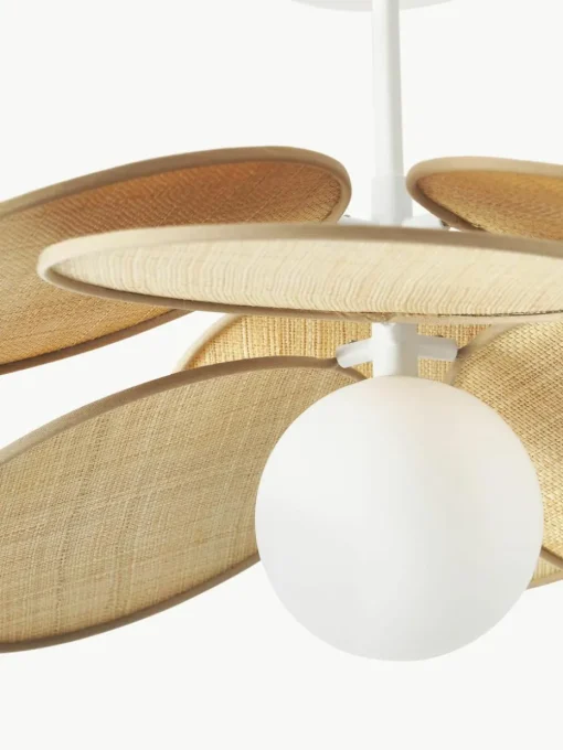 Plafondlamp Milani met decoratie uit natuurlijke vezels