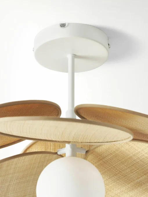 Plafondlamp Milani met decoratie uit natuurlijke vezels