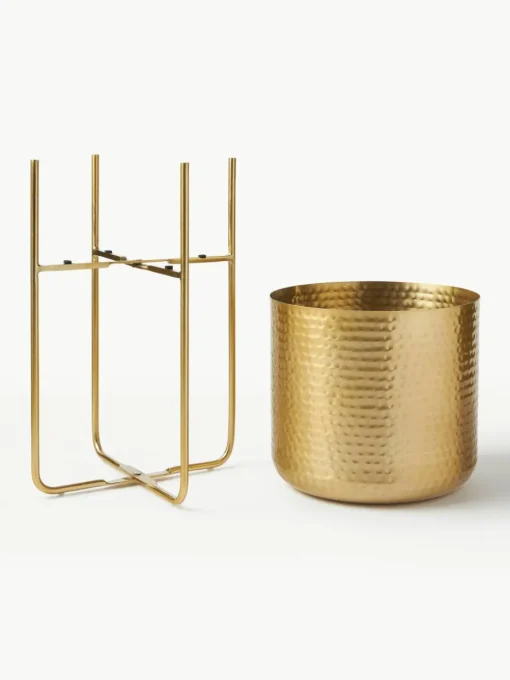 Plantenpottenset Nives van metaal met een gehamerde look, set van 2