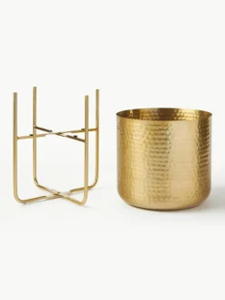 Plantenpottenset Nives van metaal met een gehamerde look, set van 2