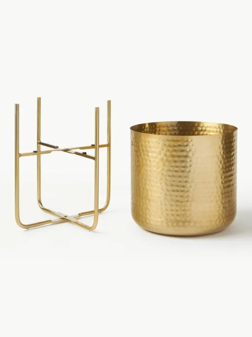 Plantenpottenset Nives van metaal met een gehamerde look, set van 2