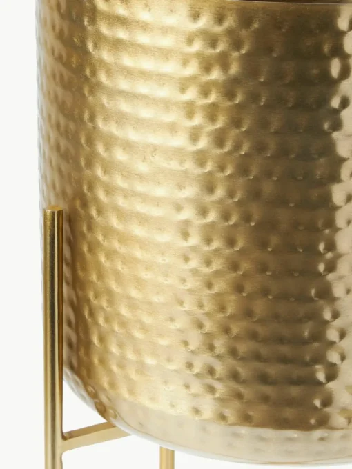 Plantenpottenset Nives van metaal met een gehamerde look, set van 2