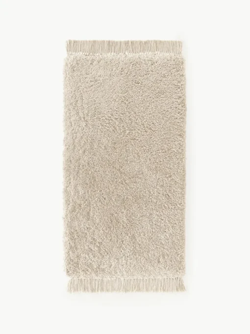 Pluizig hoogpolig vloerkleed Dreamy met franjes