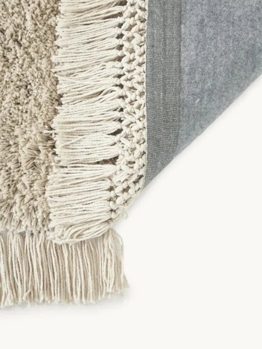 Pluizig hoogpolig vloerkleed Dreamy met franjes