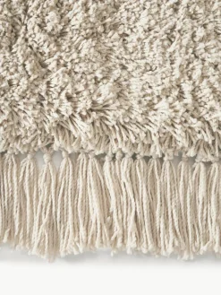 Pluizig hoogpolig vloerkleed Dreamy met franjes