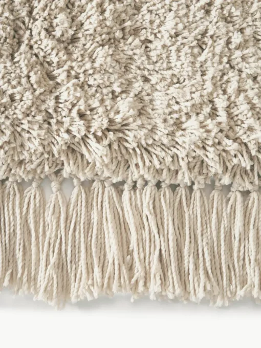 Pluizig hoogpolig vloerkleed Dreamy met franjes