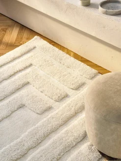 Pluizig hoogpolig vloerkleed Genève met verhoogde hoog-laag structuur
