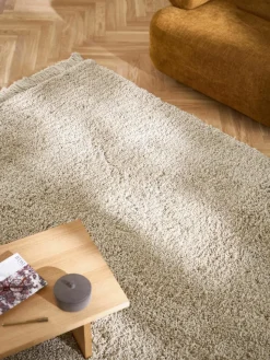 Pluizig hoogpolig vloerkleed Dreamy met franjes