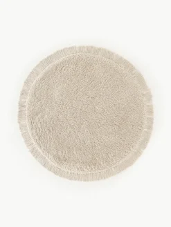 Pluizig rond hoogpolig vloerkleed Dreamy met franjes