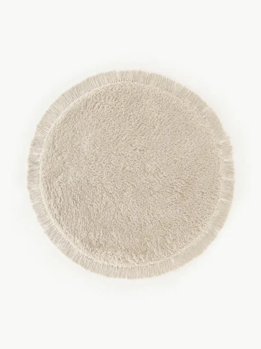 Pluizig rond hoogpolig vloerkleed Dreamy met franjes