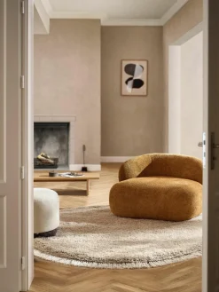 Pluizig rond hoogpolig vloerkleed Dreamy met franjes