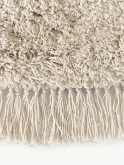 Pluizig rond hoogpolig vloerkleed Dreamy met franjes