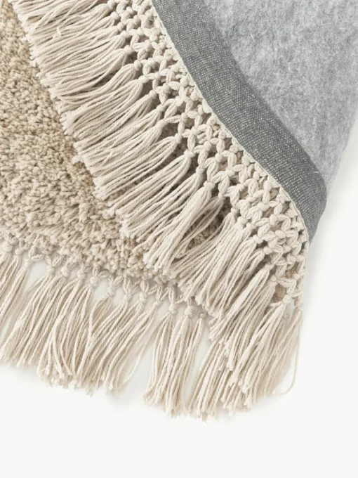 Pluizig rond hoogpolig vloerkleed Dreamy met franjes
