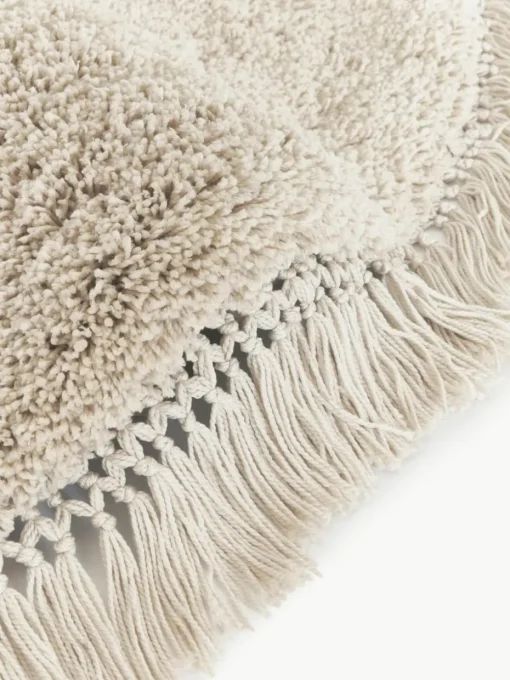Pluizig rond hoogpolig vloerkleed Dreamy met franjes