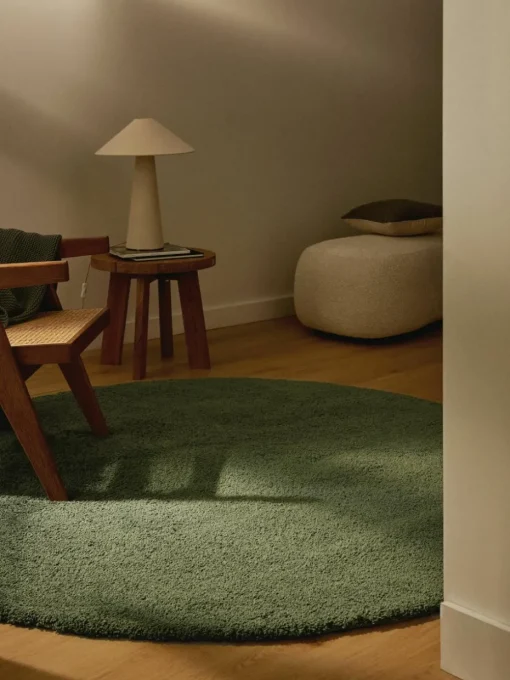 Pluizig rond hoogpolig vloerkleed Leighton