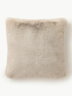 Pluzige kussenhoes van imitatievacht Mette, glad