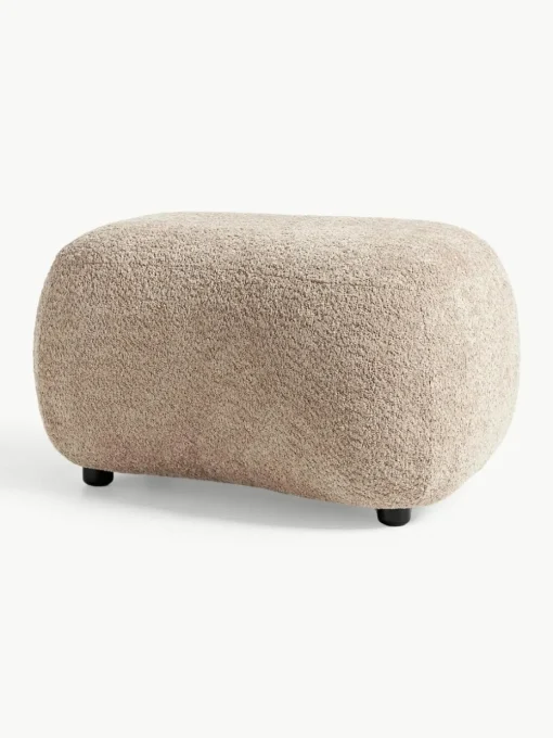 Poef Alba uit teddy-bouclé