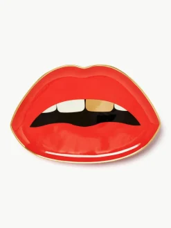 Porselein decoratief dienblad Lips met goudkleurig