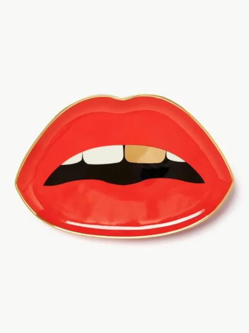 Porselein decoratief dienblad Lips met goudkleurig
