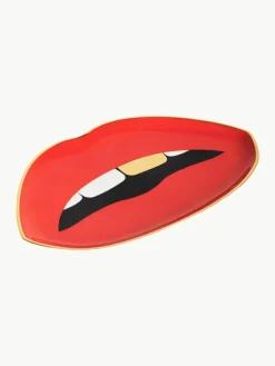 Porselein decoratief dienblad Lips met goudkleurig