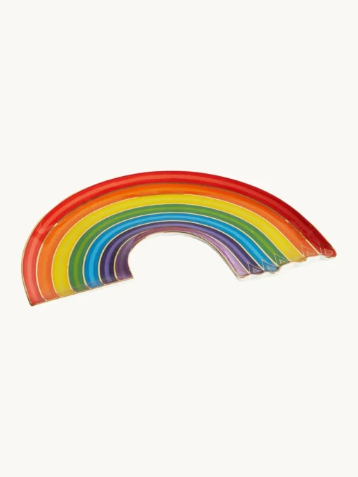 Porselein decoratief dienblad Rainbow met goudkleurig