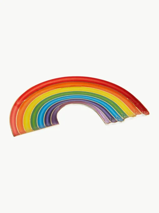 Porselein decoratief dienblad Rainbow met goudkleurig