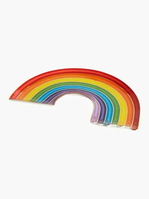 Porselein decoratief dienblad Rainbow met goudkleurig