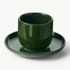 Porseleinen espressokopjes Nessa met schotels, 4 stuks