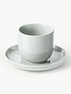Porseleinen espressokopjes Nessa met schotels, 4 stuks