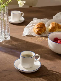 Porseleinen espressokopjes Facile met schoteltjes, 2 stuks