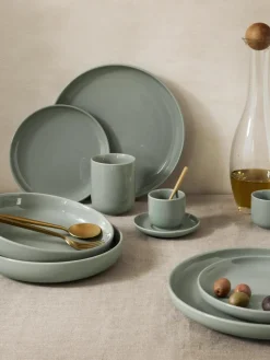 Porseleinen espressokopjes Nessa met schotels, 4 stuks