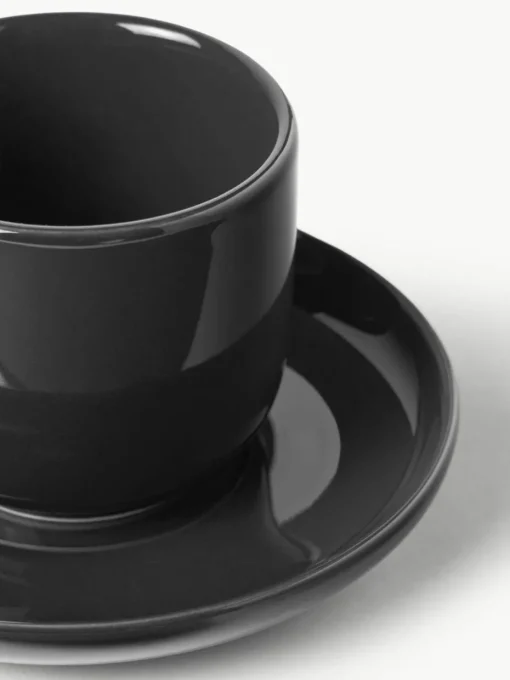 Porseleinen espressokopjes Nessa met schotels, 4 stuks