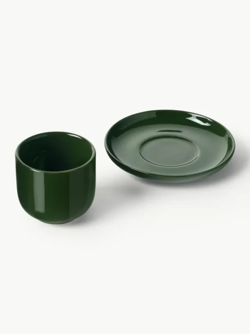 Porseleinen espressokopjes Nessa met schotels, 4 stuks