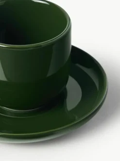 Porseleinen espressokopjes Nessa met schotels, 4 stuks