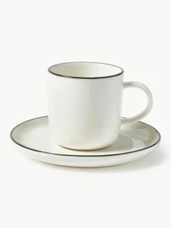 Porseleinen koffiekopjes Facile met schotels, 2 stuks