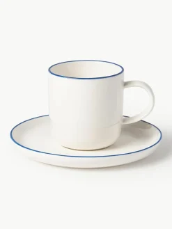 Porseleinen koffiekopjes Facile met schotels, 2 stuks