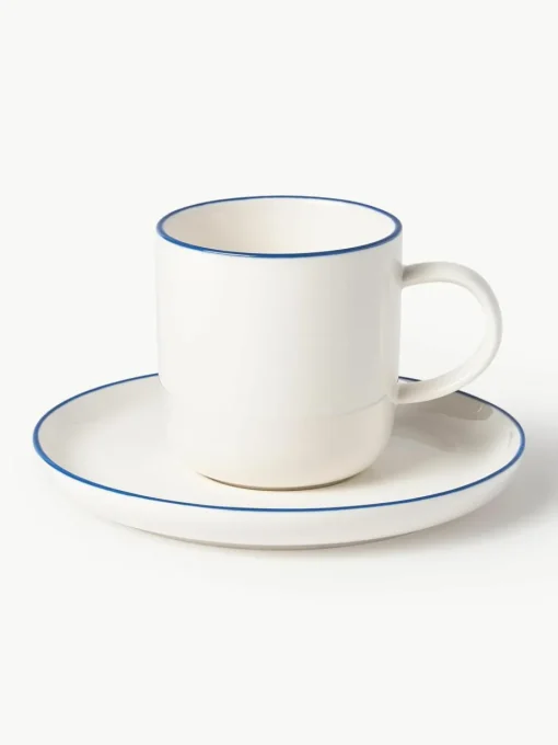 Porseleinen koffiekopjes Facile met schotels, 2 stuks